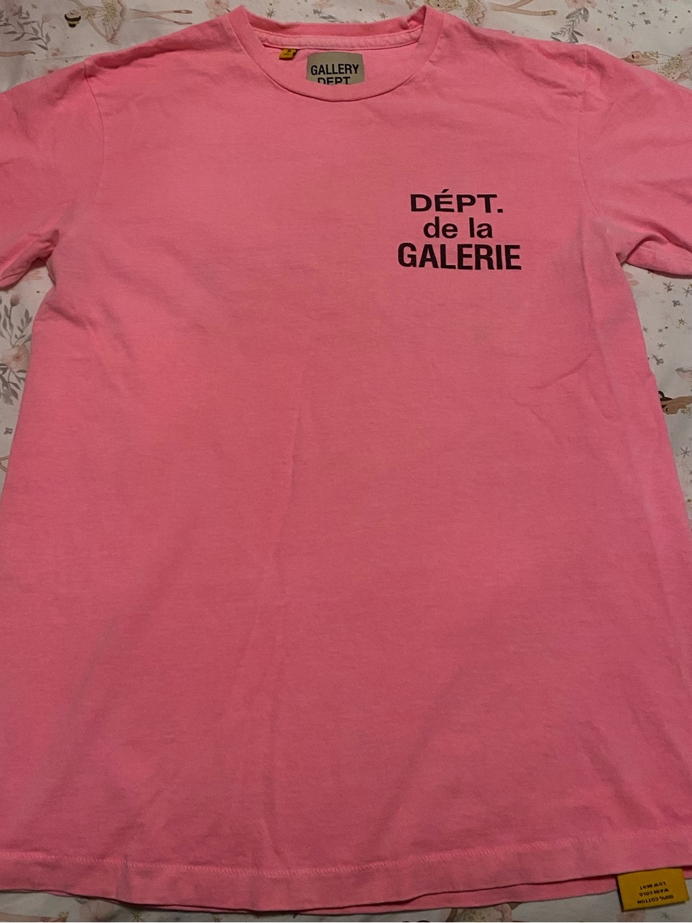 Gallery Dept Pink Crewneck T-Shirt with Black Logo